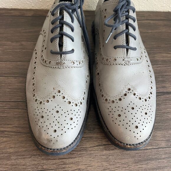 Cole Haan Zerogrand Wingtip Oxfords Harbor Mist Grey Leather Mens 10.5 W C20754 - Picture 3 of 9